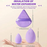 14-Piece All-Purpose Makeup Sponge Puff Set, includes3 Powder Puffs,3 Mini Air Cushion Puffs, 3 BeautyBlenders & 3 Mini Beauty Blenders, Purple