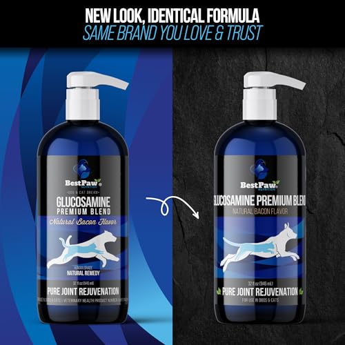 Best Paw Nutrition - Bacon Flavor Liquid Glucosamine for Dogs & Cats - Joint Supplement for Hip & Joint Pain Relief Pets Love - 32oz