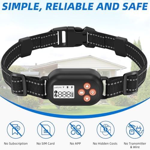 GPS Wireless Dog Fence, Pet Electric Containment System, IPX6 Waterproof/Rechargeable Collar, Beep/Vibration/Shock Correction Mode, for Dogs Over 10 Lbs