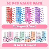 JOYIN 32 Packs Valentines Day Shade Glasses with Gift Cards Heart Shaped Shutter Heart Glasses Valentines Day Accessories for Kids Party Favor Classroom Exchange Prize Supplies