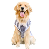 ANIAC Summer Dog Shirt for Medium Dog Girl Boy Cotton Striped Dog T-Shirt White Basic Tank Top Sleeveless Doggy Vest Cooling Pet Clothes for Dogs (White, 4XL (33-44 lbs))