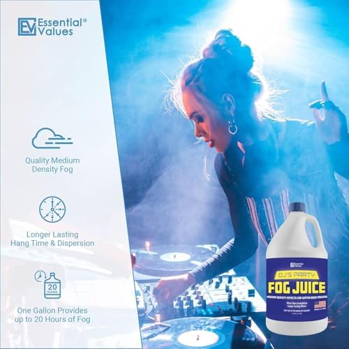 Smoke Machine Fog, Fluid for Fogging Machines – Fog Juice That Produces Long-Lasting Medium Density Smoke for Water-Based Foggers, For 400-1500 Watt Machines (4 pack)