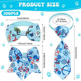 Reginary 100 Pieces Dog Bow Tie Collar Set Include 40 Dog Neckties, and 30 Puppy Bowties, 30 Collar Flowers, Adjustable Pet Ties Grooming for Small Medium Cats Pets Supply(Ocean)
