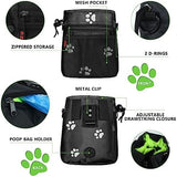 Dog Treat Pouch - 3 Ways to Wear Treat Pouches for Pet Training and 2 Pieces Clicker Taining for Dogs, Dog Training Treat Pouch Bag and Dog Clicker for Training with Waist Belt Shoulder Strap - Paws