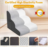 Dog Stairs for Small Dogs, Wide Pet Step with Removable Cover, No Assembly High Density Foam Cat Ramp for Bed or Sofa, 4-Step, Grey