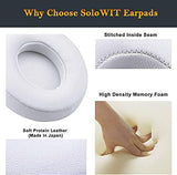 SoloWIT Earpads Cushions Replacement for Beats Solo 2 & Solo 3 Wireless On-Ear Headphones, Solo2 Solo3 Ear Pads with Soft Protein Leather, Added Thickness - (White)
