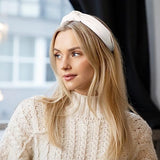 Leather Headbands for Women Knotted Fashion Women Headbands Creamy White Top Knot Headband for Girls Hairband for Women Hair Accessories