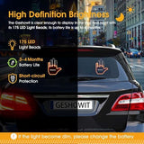 Car Accessories for Men - Car Finger Light with 6 Gestures Remote - Show Your Feelings to Drivers - Ideal Gift Hand Gesture Lights, Truck Accessories, Finger Flicker Car LED Signs for Men and Women