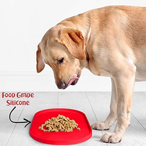 DogBuddy Dog Food Mat - Waterproof Dog Bowl Mat, Silicone Pet Mat for Food and Water Bowls, Nonslip Pet Feeding Mat with Edges, Dogs Food Mats for Floors, Puppy Supplies (Small, Red)