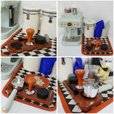 Espresso Machine Accessories,5pcs Espresso Tamper Kit,54mm Coffee Tamper Fits Breville Espresso Machine Portafilters Tools Set,Sapele Wood Tamping Station with Tamper,Leveler,Brush and Puck Screen