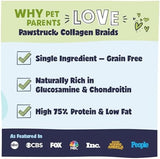 Pawstruck Natural 5-7” Beef Collagen Braids for Dogs – Long-Lasting Rawhide & Bully Stick Alternative, with Chondroitin & Glucosamine – 5 Pack