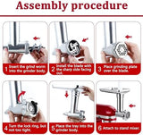Metal Food Grinder Attachment for KitchenAid Stand Mixers Includes Sausage Stuffer Tubes,Durable Meat Grinder Food Processor Attachment for kitchenAid,with a Wealth of Accessories