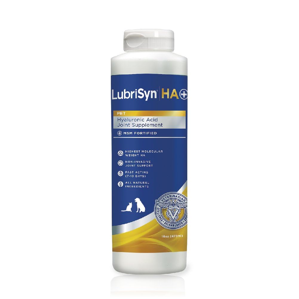 LubriSynHA Hyaluronic Acid with MSM Hip & Joint Care Supplement for Dogs, Cats & Horses – Liquid Oral HA for Pets – Joint Support Promotes Mobility, Flexibility, Cartilage Health & Comfort – 16oz