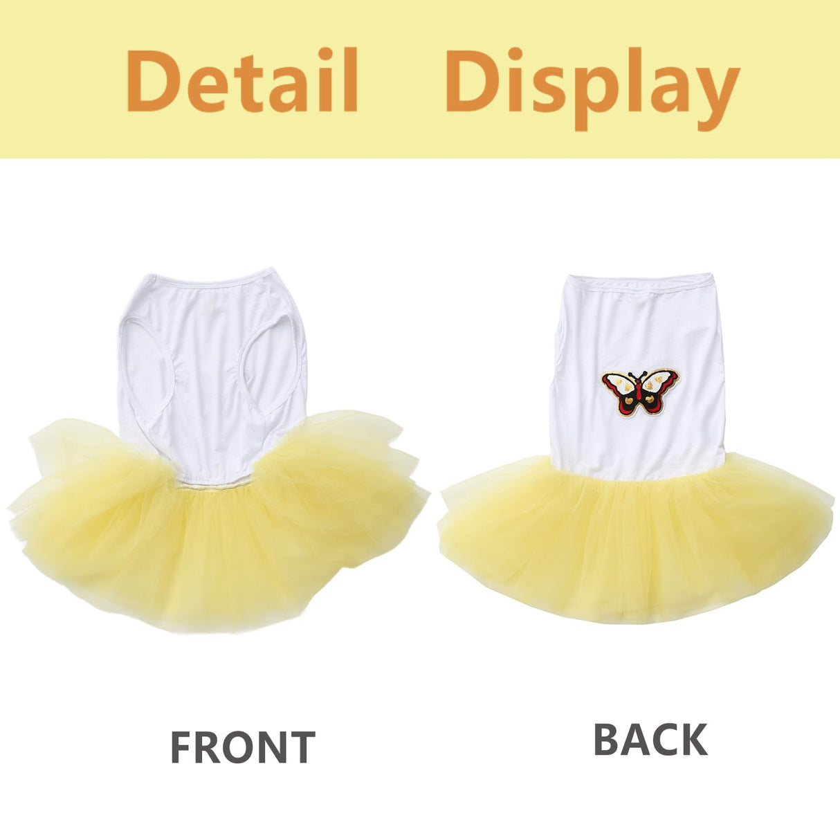 UOSIA Dog Princess Dresses for Large Dogs Girls Sleeveless Pullover Wedding Birthday Tutu Dress with Butterfly Embroidered Summer Breathable Big Breed Female Dog Clothes(Yellow,5XL)
