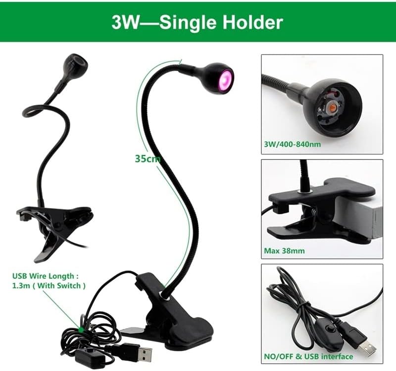 Microscope Accessories Kit 3W Optical Microscope LED Table Clip Light Source USB Desk Clip-On Dimming Spotlight Microscope Slides