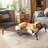 Veehoo Cooling Raised Dog Bed, Guardrail Elevated Dog Bed, Chewproof Dog Bed Frame with Washable & Breathable Teslin Mesh, Non-Slip Dog Sofa Bed Cot for Indoor & Outdoor, XX Large, Brown