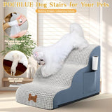 Dog Stairs for Small Dogs, Wide Pet Step with Removable Cover, No Assembly High Density Foam Cat Ramp for Bed or Sofa, 4-Step, Grey