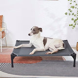 pettycare Elevated Outdoor Dog Bed - Raised Cot for Large Dogs, Heavy Duty Pet Cots Waterproof, Cooling, Washable Breathable Teslin Mesh, Durable, Non Slip, 42 Inches, Grey
