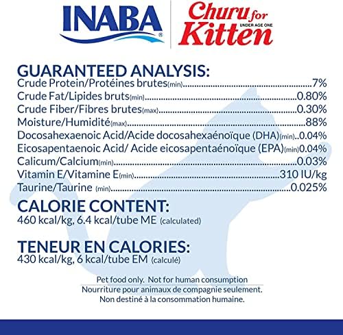 INABA Churu for Kittens, Creamy, Purée Lickable Cat Treats with DHA, EPA, Vitamin E & Taurine, 0.5 Ounces Each, 48 Tubes (4 per Pack), Tuna and Chicken Variety