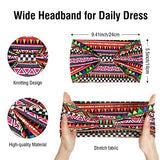 Huachi Wide Headbands for Women Boho Workout Head Bands for Women’s Hair African Knotted Non Slip Headwrap Turban Sport Yoga Girls Bandeau Hair Accessories (Pack of 4)