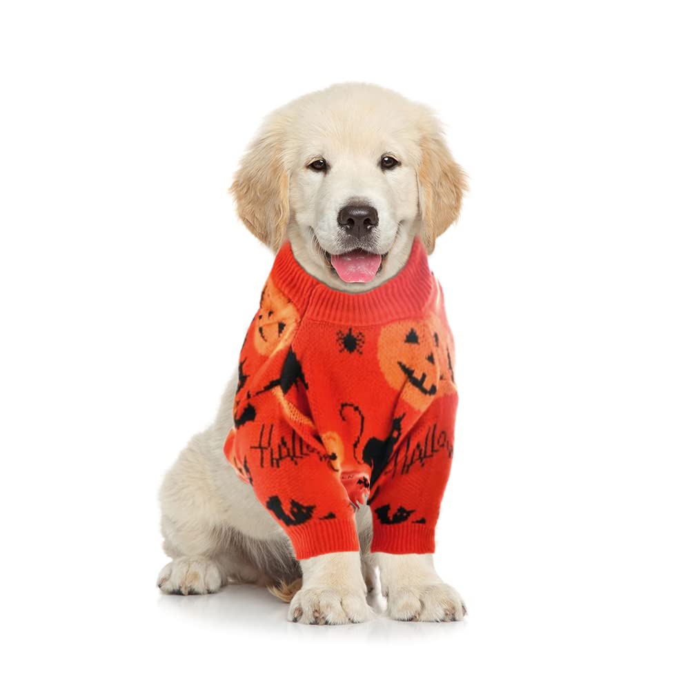 NACOCO Dog Halloween Pumpkin Sweater Pet Clothes Cat Knitwear Apparel Holiday Party Halloween Warm Puppy Clothes Kitty Clothes(XL)
