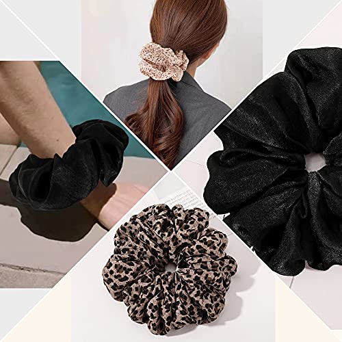 Scrunchies Hair Ties for Women Big Silk Satin Scrunchie Large Oversized Ligas Para el Cabello De Mujer Decorations Cute Jumbo Coth Ponytail Hair Scrunchy Giant Purple Hair Accessories Gift for Girls