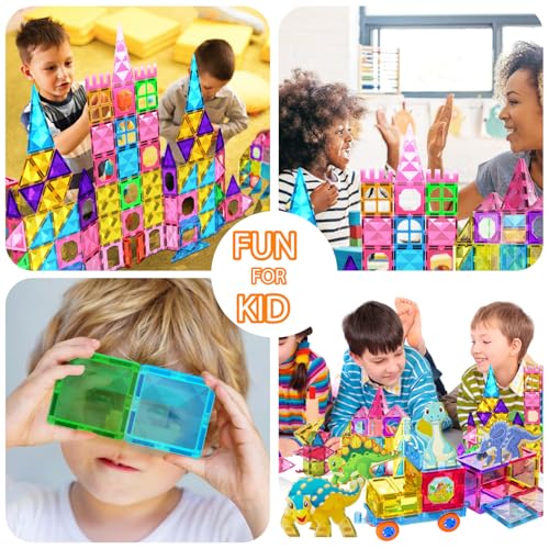 Jasonwell Magnetic Tiles Building Blocks Set for Boys Girls Preschool Educational Magnet Construction Kit Stacking STEM Toys Christmas Birthday Gifts for Kids Toddlers 3 4 5 6 7 8 9 10 + Year Old