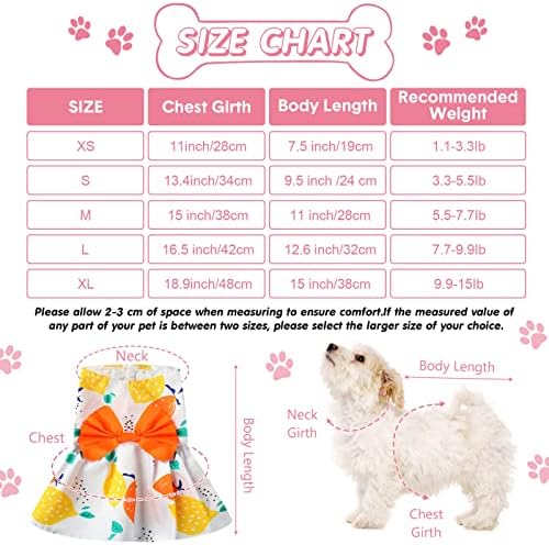 5 Pieces Dog Clothes Girl Dog Dresses Floral Puppy Dresses Pet Cat Princess Bowknot Clothes Cute Puppy Summer Outfits for Yorkie Female Cat Pets, 5 Styles(Cute Style,Medium)