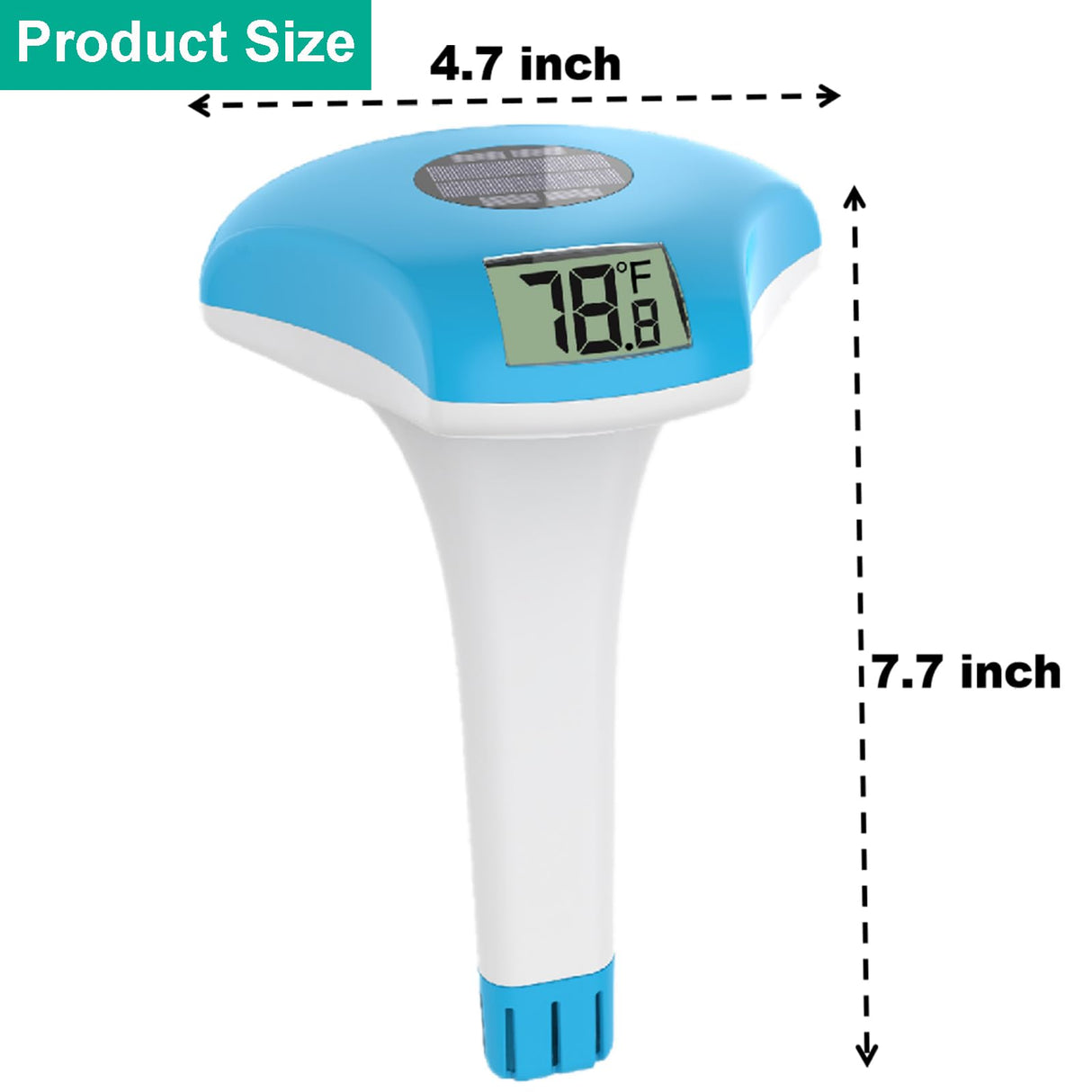 T TESTRUST Pool Thermometer Floating Easy Read, Solar Powered Digital Pool Thermometer, IPX-8 Waterproof, Digital Temperature Gauge with Rope for Swimming Pools, Spa, Hot Tubs