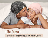 YANIBEST Silk Satin Bonnet Hair Wrap for Sleeping - Adjustable Stay on Silk Lined Slouchy Beanie Hat for Curly Hair and Braids Black-Wine