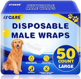 XPCARE 50 Count Disposable Male Dog Diapers, Male Dog Wraps,Super Absorbent Leak-Proof Fit (Large)