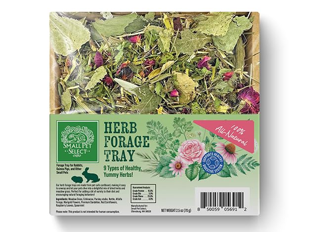 Small Pet Select Forage Tray Bundle, 3 Pack of Foraging Trays for Rabbit, Guinea Pig, Hamster or Bunny - Natural Treats, Dandelion, Flower, Herb Mix 2.5oz Each
