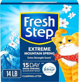 Fresh Step Extreme Clumping Litter With Febreze Freshness, Mountain Spring Scent Clumping Cat Litter With Guaranteed Odor Control, 14 lb. Box