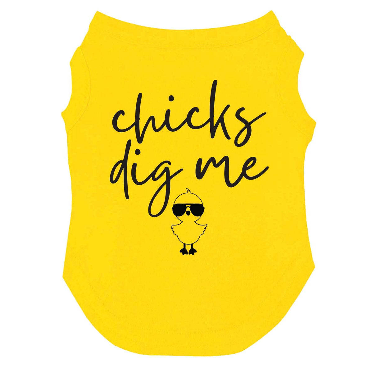 Chicks Dig Me Easter Dog Tee Shirt Sizes for Puppies, Toys, and Large Breeds (Yellow, X-Large 701)