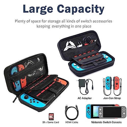 Flowers Switch Case For Nintendo Switch OLED/Switch LITE/Switch Accessories, Cute Carry Protective Bag, Travel Game Console Cases, Controller Hard Shell Holder 20 Cartridge Slot J69