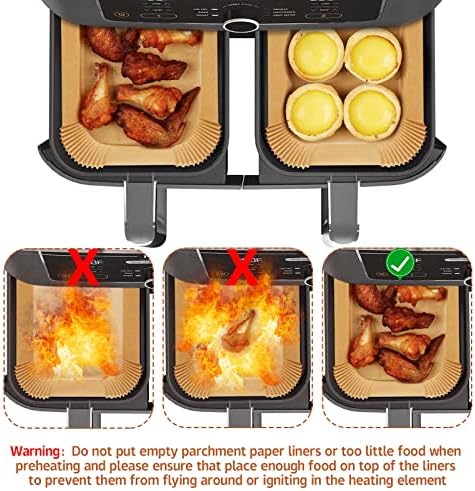 Air Fryer Disposable Paper Liner for Ninja Dual,125PCS Non-Stick Air Fryer Liners Rectangle 8.6x 5.5'', Air fryer Parchment Liners for Ninja DZ201, Ninja Foodi Dual Air Fryer Accessories Baking Paper