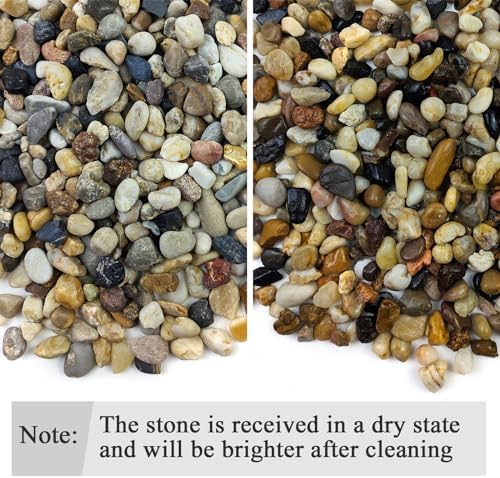 20 lbs Pea Gravel Pebbles for Indoor Plants, 2/5 Inch Mixed Color River Rocks for Aquarium, Succulent, Vase, Bonsai, Garden, Plant Soil Cover and Outdoor Landscaping Rocks
