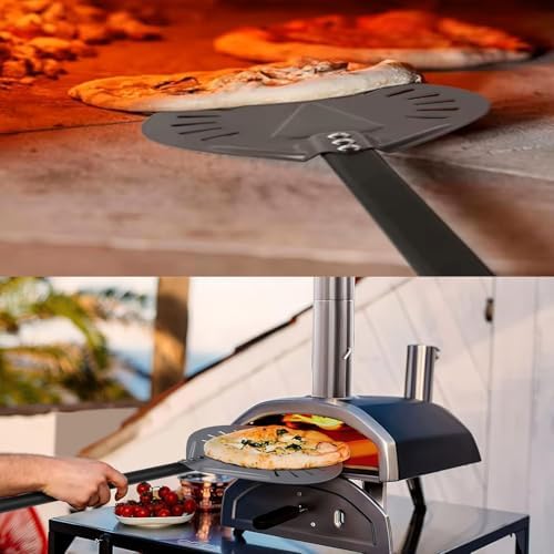 Pizza Oven Accessories Kit w/Pizza Oven Brush & Stone Scraper, 8 inch Pizza Turning Peel - Tools & Supplies Set - Compatible with Outdoor Ooni, Gozney, Ninja, Solo Ovens