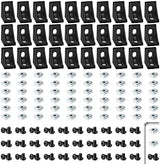 30 Set Black 2020 Series Aluminum Extrusion Profile Connector, Includes 1pc Wrench, 30pcs 2028 Corner Bracket, 60pcs T-Slot Sliding Nuts and M5 Hex Screw Bolt for 20S Aluminum Rail Accessories