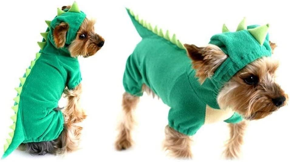 Hotumn Dinosaur Dog Halloween Costume Pet Dino Hoodie for Medium Dogs (XX-Large, Green)