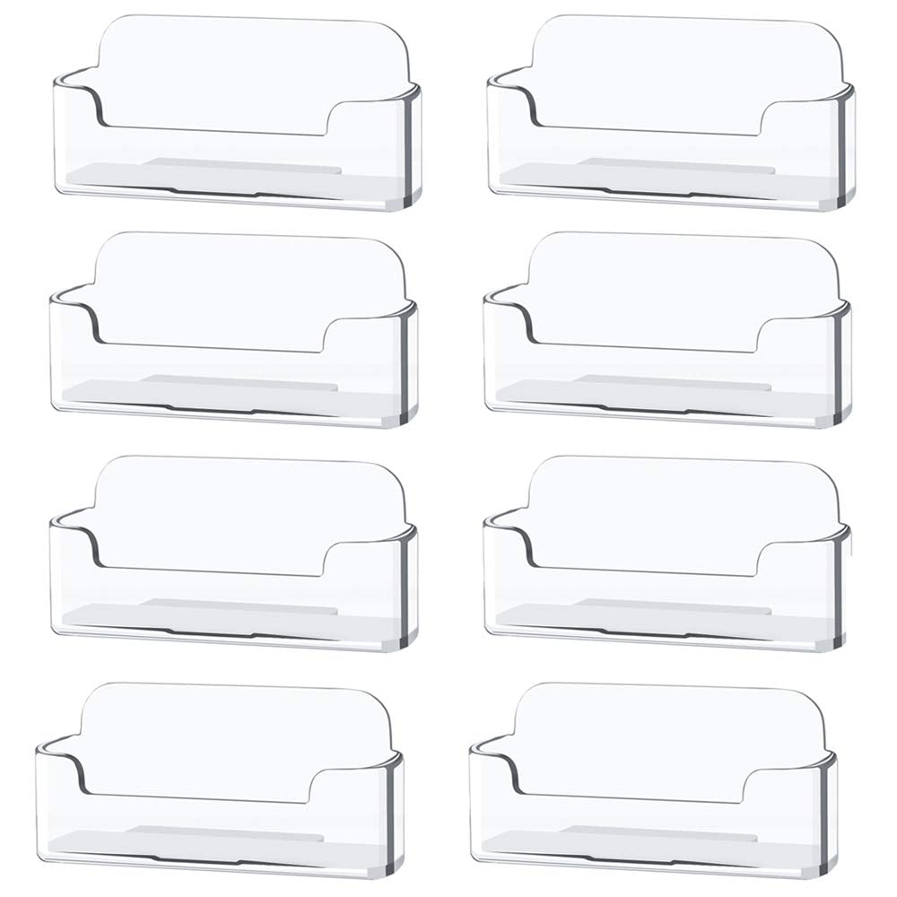 Qizpcer 8 Pack Plastic Business Card Holder - Clear Business Card Case for Desk - Office Acrylic Business Card Stand Display