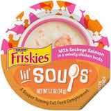 Purina Friskies Grain Free Lickable Cat Food Toppers Lil’ Soups With Sockeye Salmon in Chicken Broth - (Pack of 8) 1.2 oz. Cups