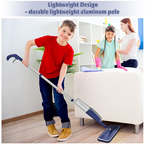 Wet Dust Mops for Hardwood Floor Cleaning - MEXERRIS Microfiber Spray Mops with 4X Reusable Washable Pads 2X Bottles Wood Floor Mops with Spray Home Commercial Use for Hardwood Laminate Tiles Floors