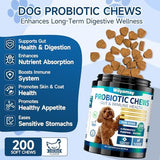 Probiotics for Dogs, 200 Soft Treats Dog Probiotics for Digestive Health & Immune System, Probiotic Chews for Dogs, Support Gut Health | Itchy Skin | Diarrhea | Gas Relief Treatment
