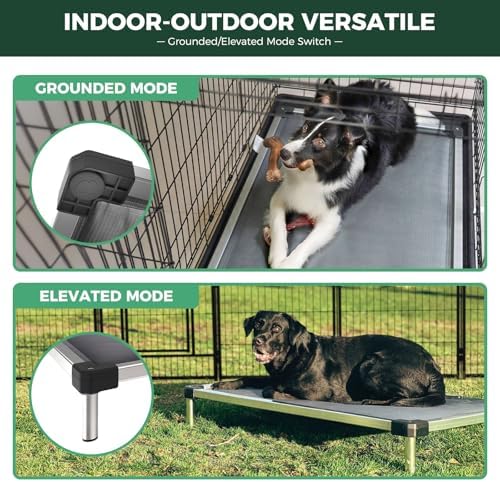 FXW TitanNest Padded Dog Bed for Crate, Chew-Proof Elevated Cot for Indoor/Outdoor/Camping Use, Durable & Washable Pet Bed for Small and Medium Dogs, 36-Inch, Grey