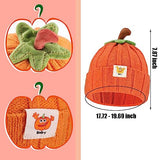 Pumpkin Knitted Beanie Hat Winter Thick Warm Soft Cute Hat Capfor Infant Kids Toddler Boys Girls for Halloween Christmas Orange
