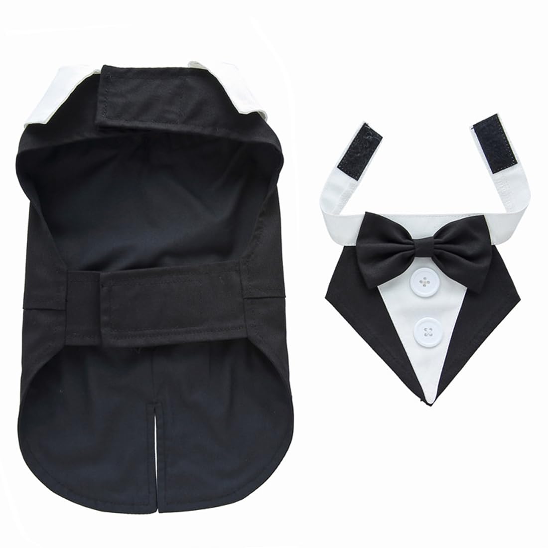 DOTEYAYP Puppy Tuxedo with Detachable Bowtie Prom Wedding Formal Wear Prince Costume for Small Dog (Large, Black)