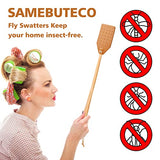SAMEBUTECO Heavy-Duty Leather Fly Swatter Set: 1 Grey & 1 Black Included, 19.7" Effective Insects Catcher with Bench Wood Handle Fly Swatter Comfort Hold
