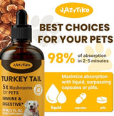 Turkey Tail Mushroom for Dogs - Faster Absorption 2000mg Turkey Tail Mushroom for Immune & Digestive, Joint, Energy, 5X Mushrooms for Pet Drop with Turmeric & Probiotic - Vet Formulated 900ML