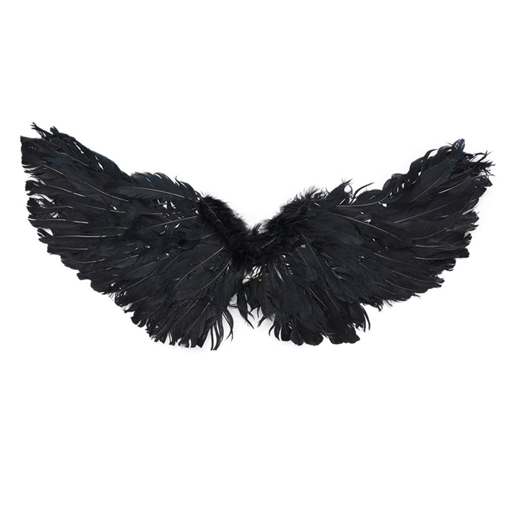 WeeH Pet Halloween Costume Cosplay Angel Devil Black White Wing for Dog Cat Rabbit Piggy - Funny Gift at Halloween Party Anime Theme Birthday Christmas (Black, Large)